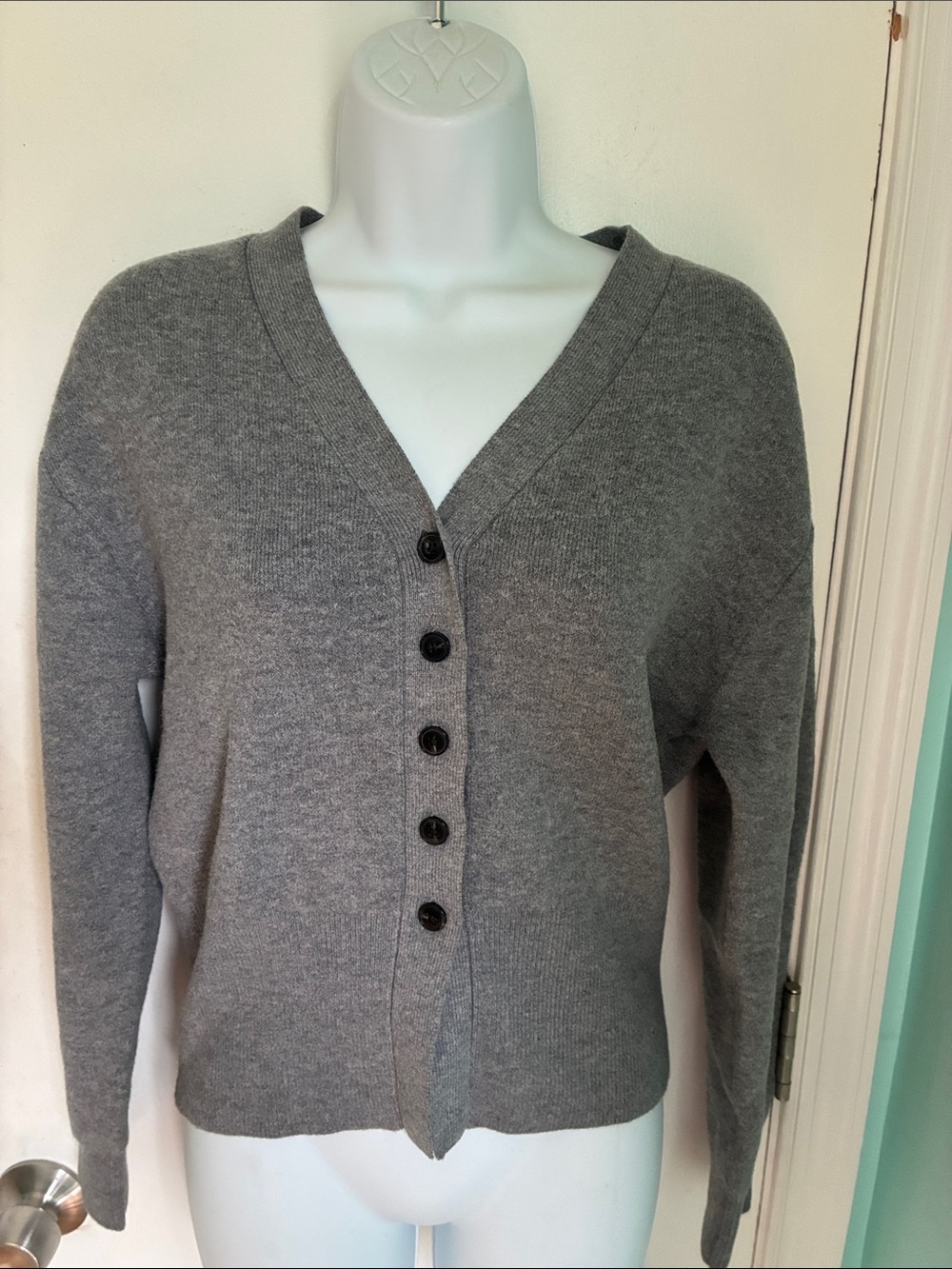 MNG Classic  V-Neck Button Front wool blend Sweater NWT